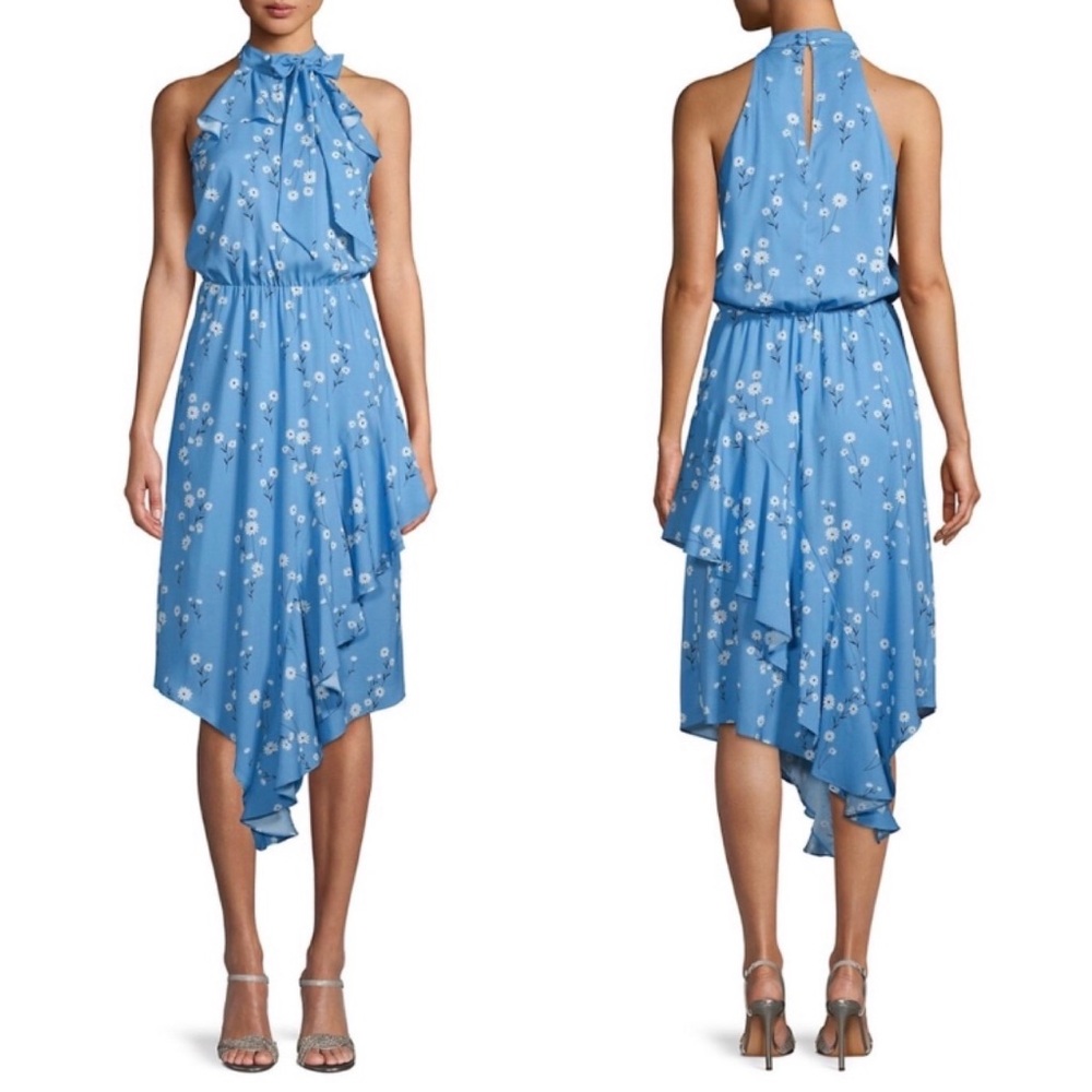 Parker Shasta Daisy-Print High-Neck Dress